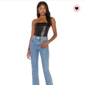 Revolve Faux Leather Black Tube Top XS